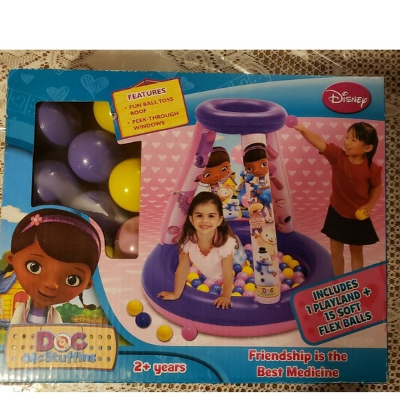 SOLD - Doc McStuffins inflatable ball pit with bag of extra balls - Picture 1 of 5